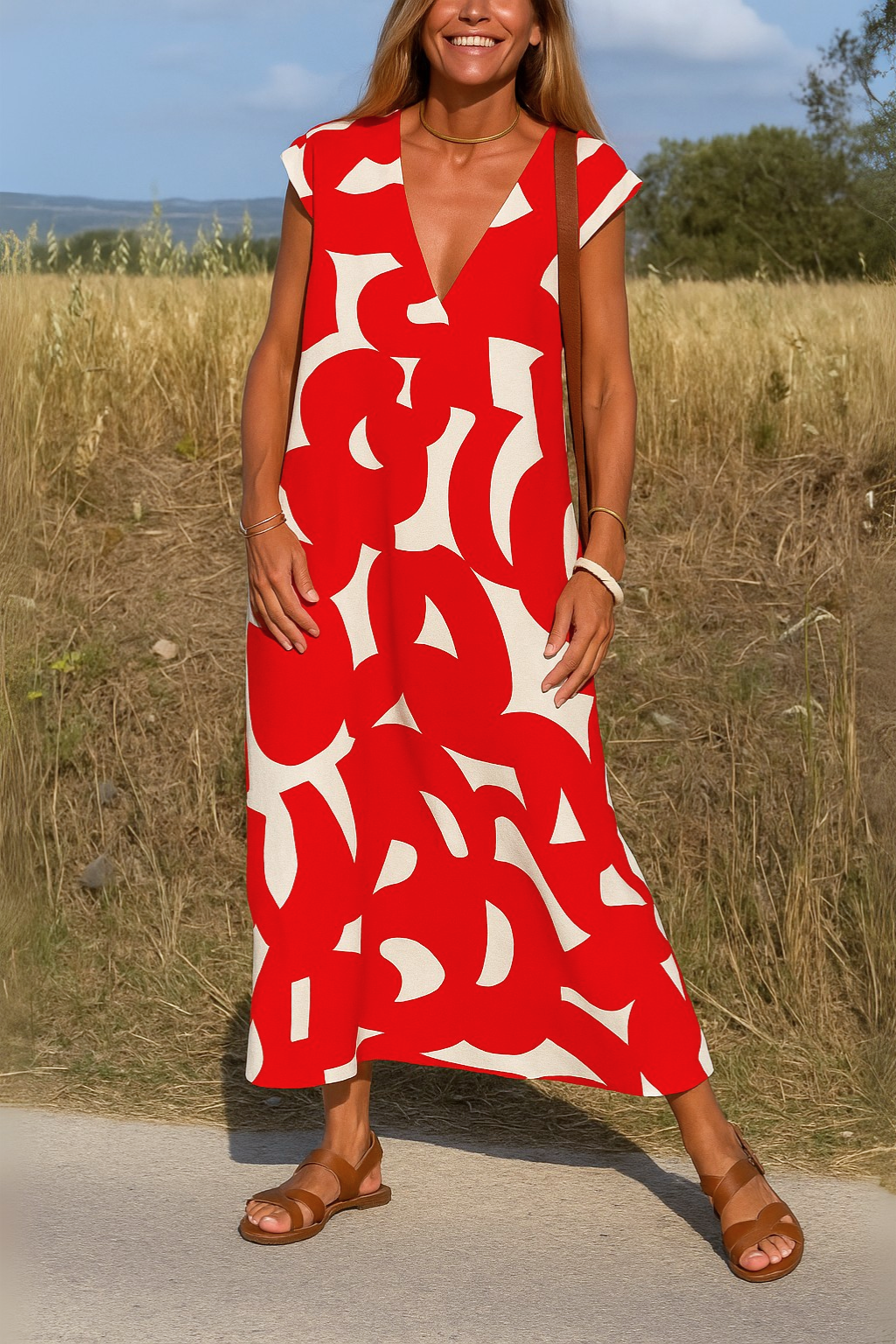 Ellen™ | Vestido estampado con cuello en V