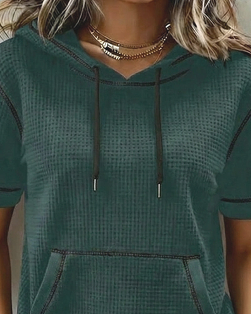 Drawelle™ | Camiseta informal con bolsillo con cordón