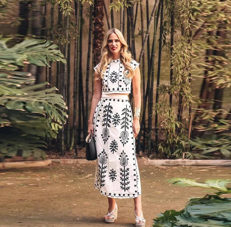 Camilla | Conjunto de top y falda estampados