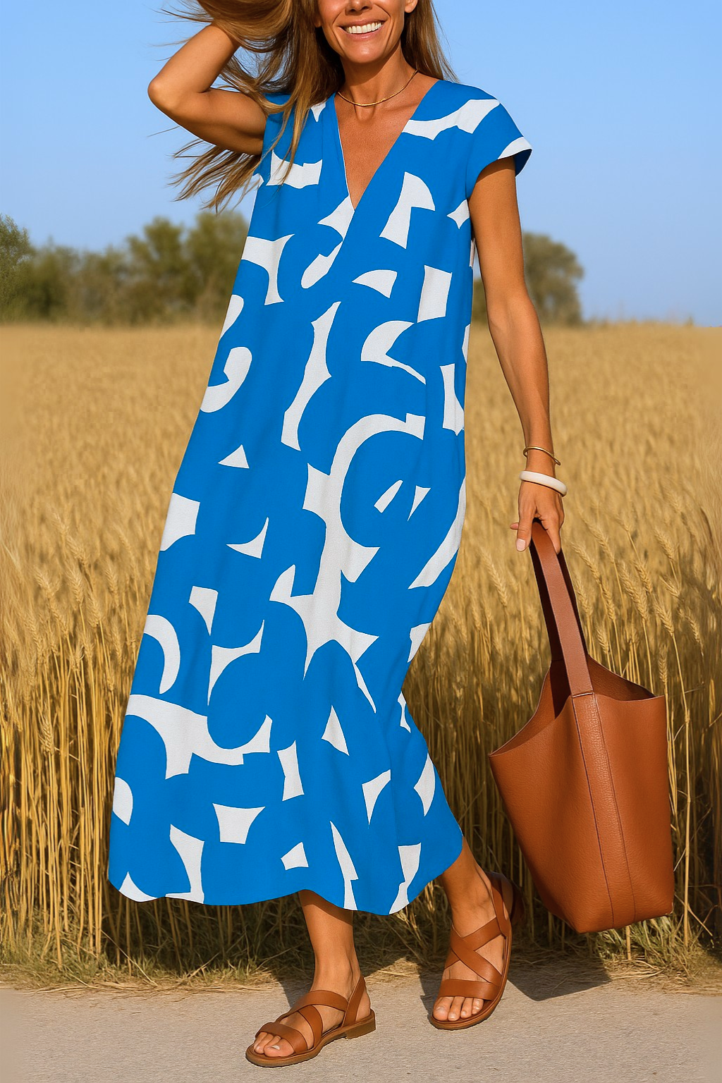 Ellen™ | Vestido estampado con cuello en V