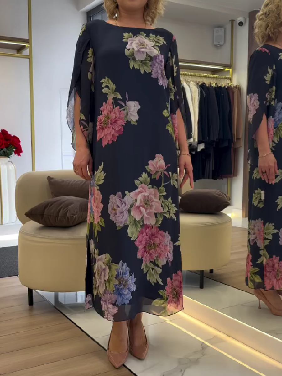 Halle | Vestido largo holgado con estampado floral