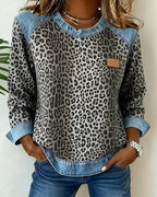 Virezza™ | Suéter Mezclilla Parche Leopardo
