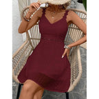 Iryna™ | Minivestido de lunares para mujer con tirantes de encaje y abertura en la cintura 👗