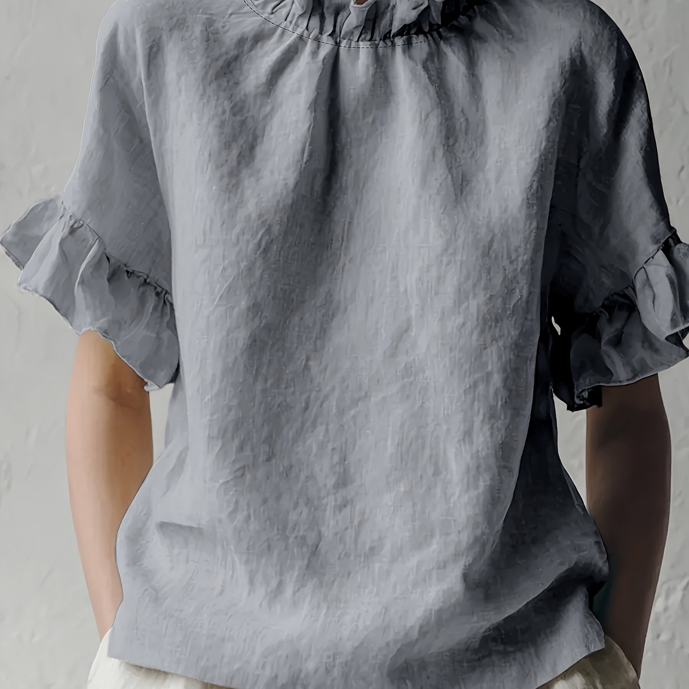 Yuna™ | Blusa Casual de Color Sólido con Cuello Elegante