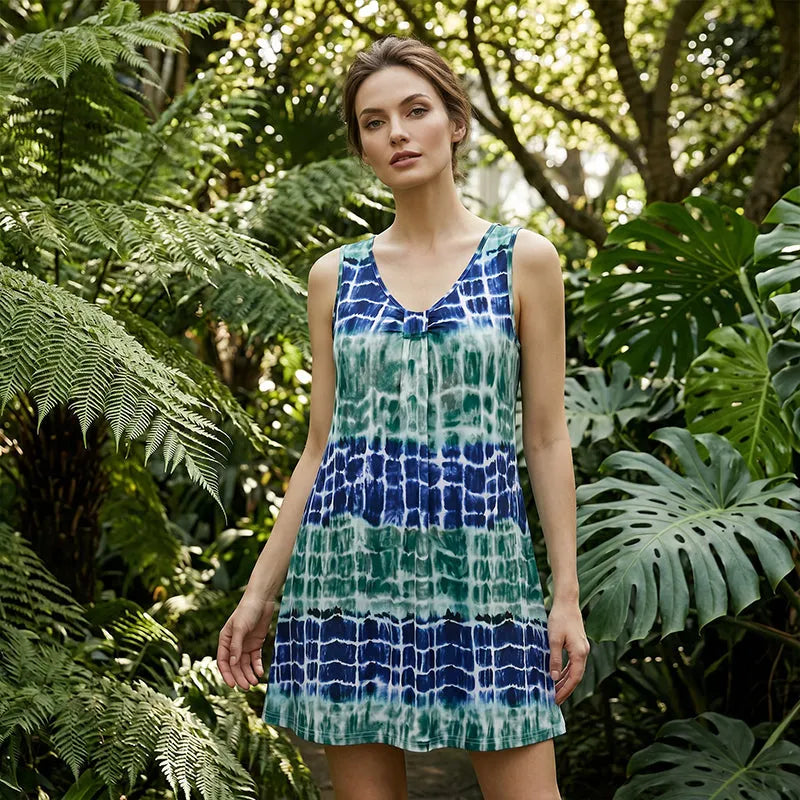 📢📢 50% OFF!! ⏰ Women's Sleeveless V-Neck Tie-Dye Dress 👗✨