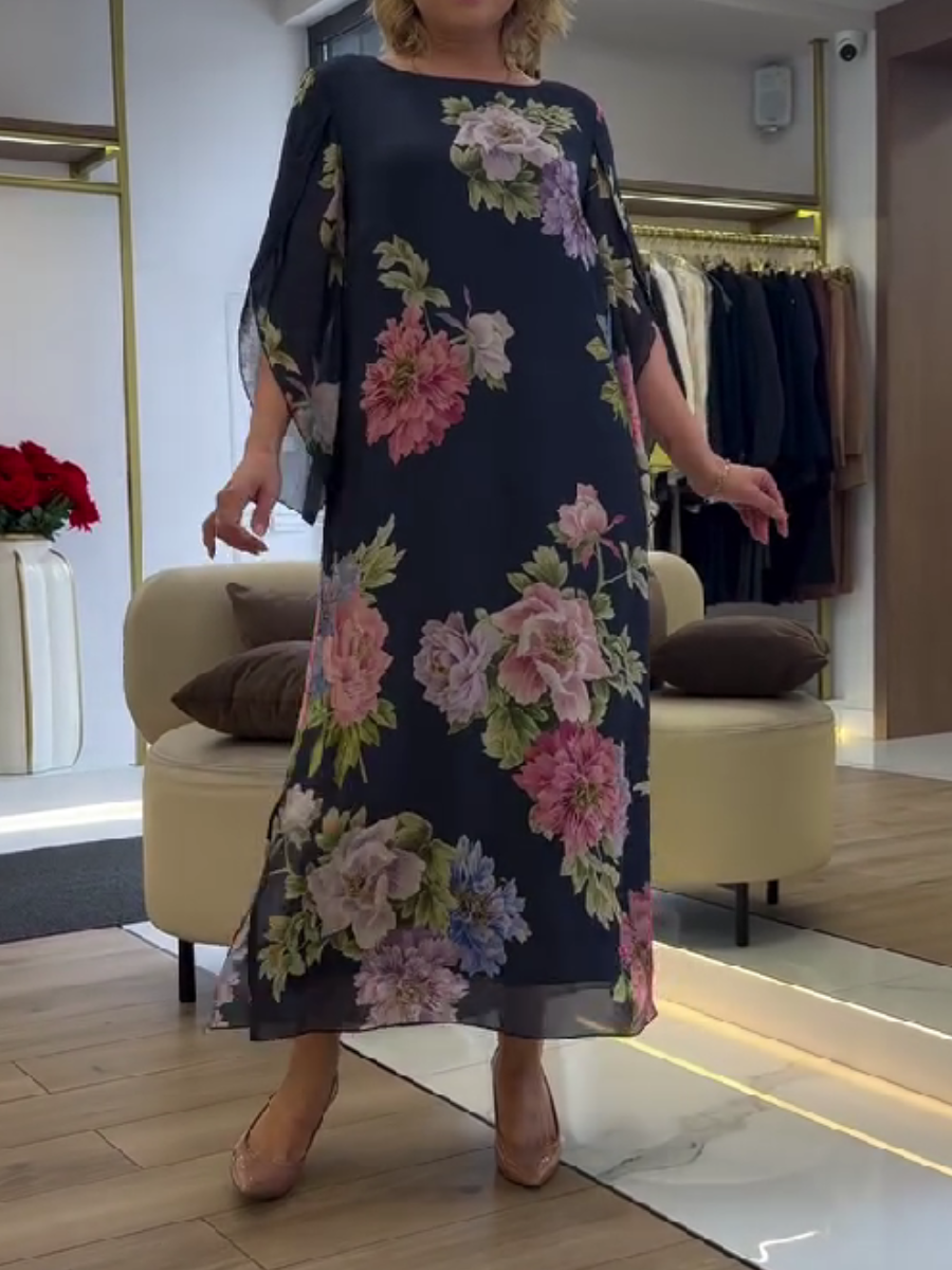 Halle | Vestido largo holgado con estampado floral