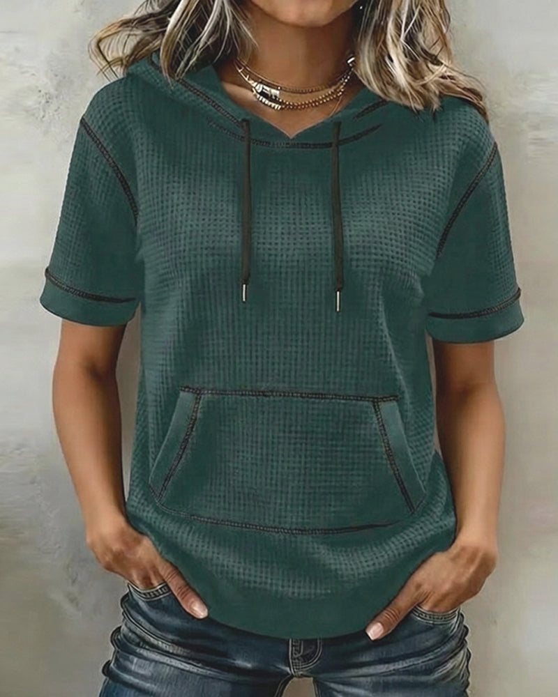 Drawelle™ | Camiseta informal con bolsillo con cordón