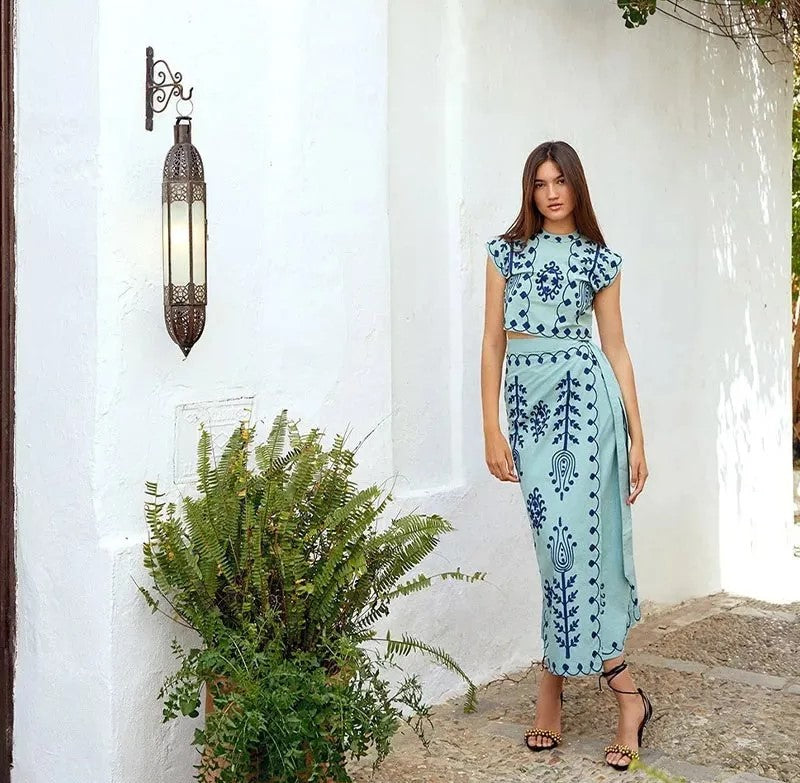 Camilla | Conjunto de top y falda estampados