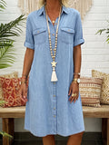 Nura™ | Vestido informal de denim con cuello polo y botones