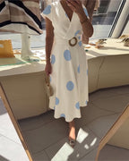 Kaelum™ | Vestido midi para mujer con lunares y escote en V