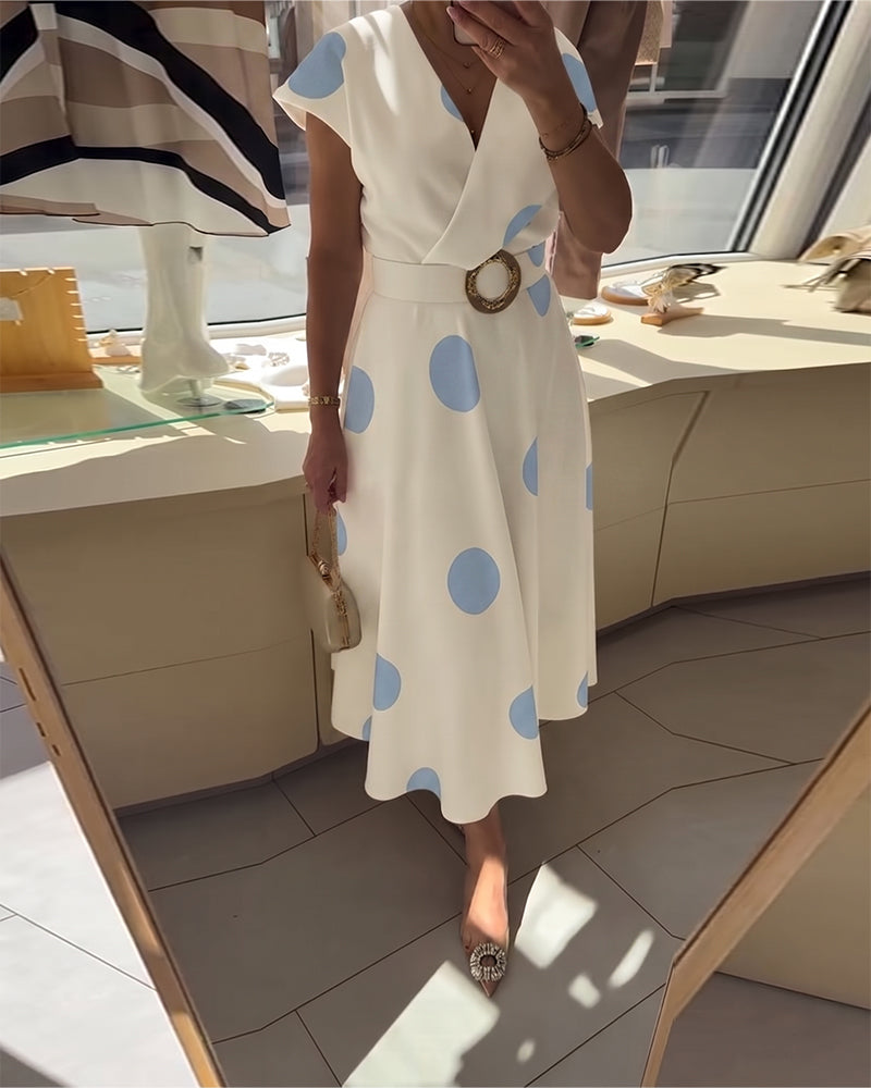 Kaelum™ | Vestido midi para mujer con lunares y escote en V