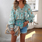 Zulene™ | Top floral bohemio fluido