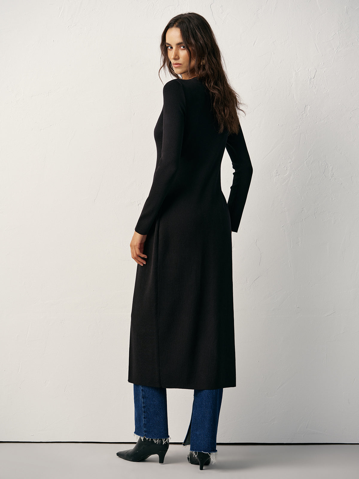Zoreen™ | Vestido-rebeca largo de punto con botones en la parte delantera