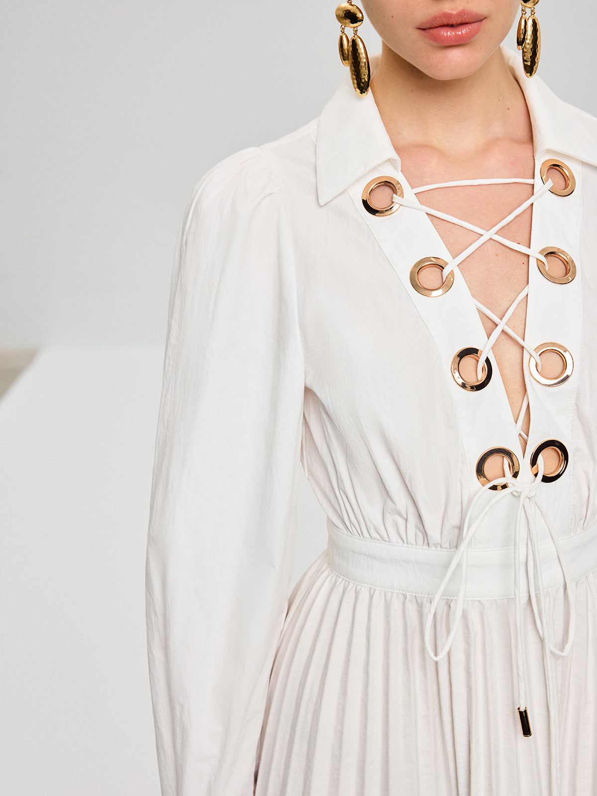 Vespera™ | Vestido midi plisado con cordones