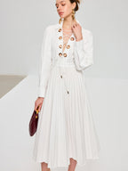 Vespera™ | Vestido midi plisado con cordones