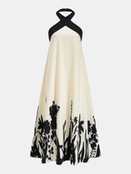 Halter Neck Floral Print Midi Dress
