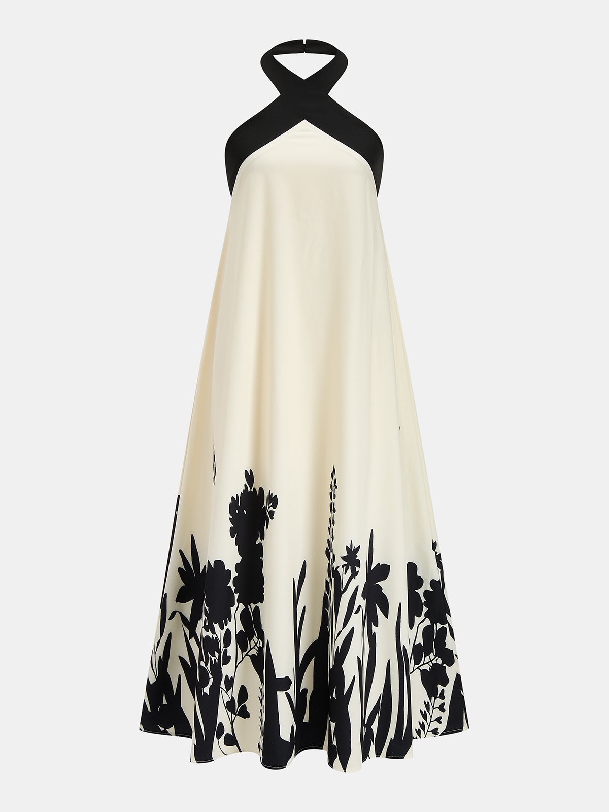 Halter Neck Floral Print Midi Dress