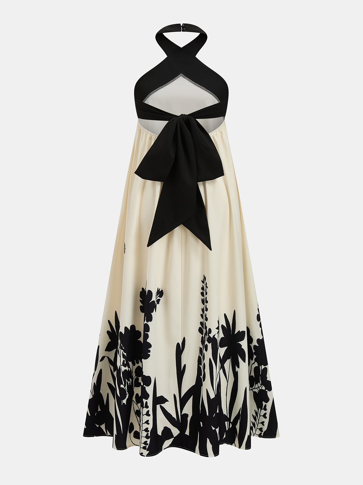 Halter Neck Floral Print Midi Dress