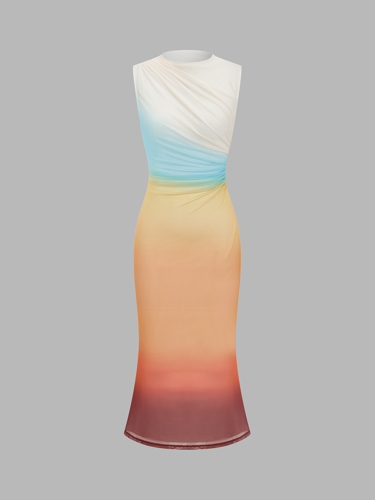 Gradient Mesh Backless Maxi Dress