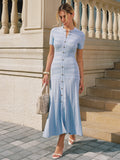 Short Sleeve Textured Knit Midi Dress