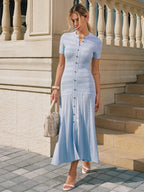 Short Sleeve Textured Knit Midi Dress