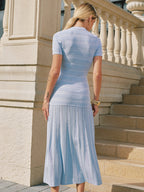 Short Sleeve Textured Knit Midi Dress