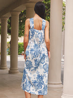Oresta™ | Vestido midi con cuello halter y tirantes atados a la espalda, con estampado floral