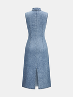 Myren™ | Vestido midi de denim con cuello anudado