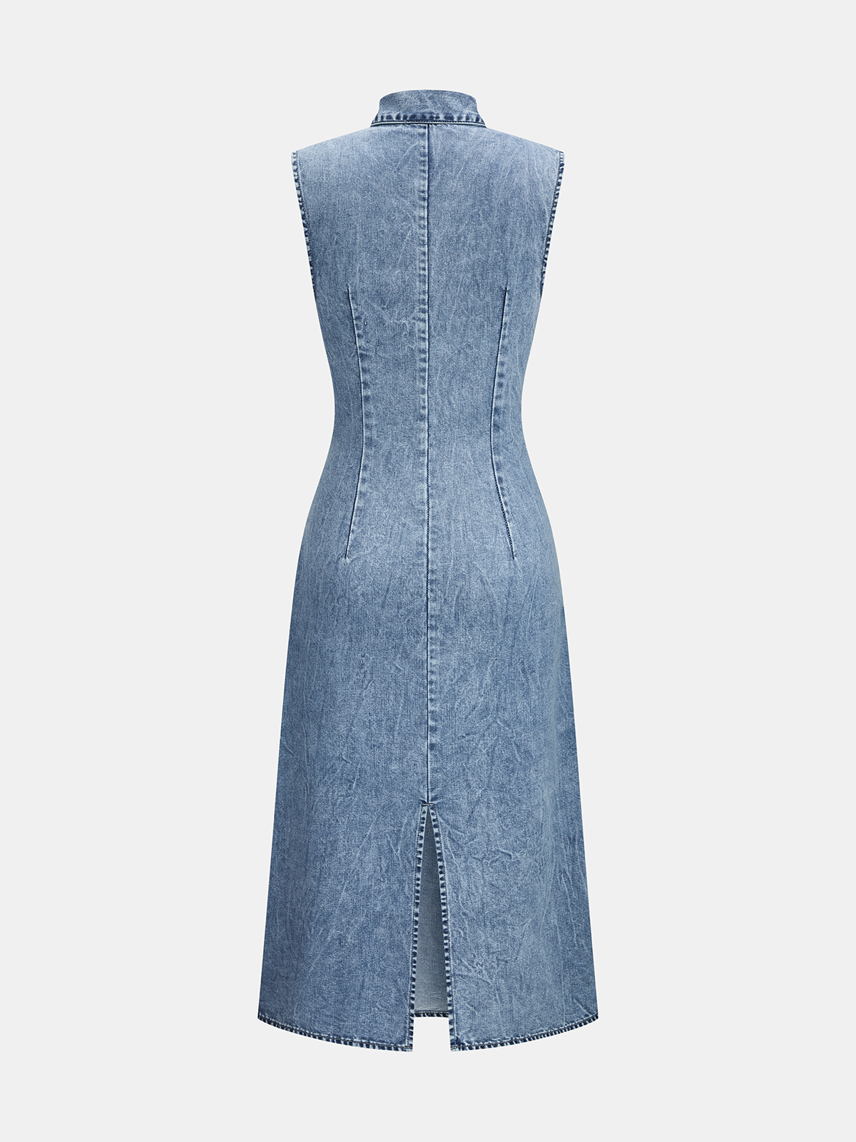 Myren™ | Vestido midi de denim con cuello anudado