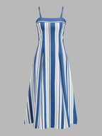 Striped Adjustable Strap Midi Sundress