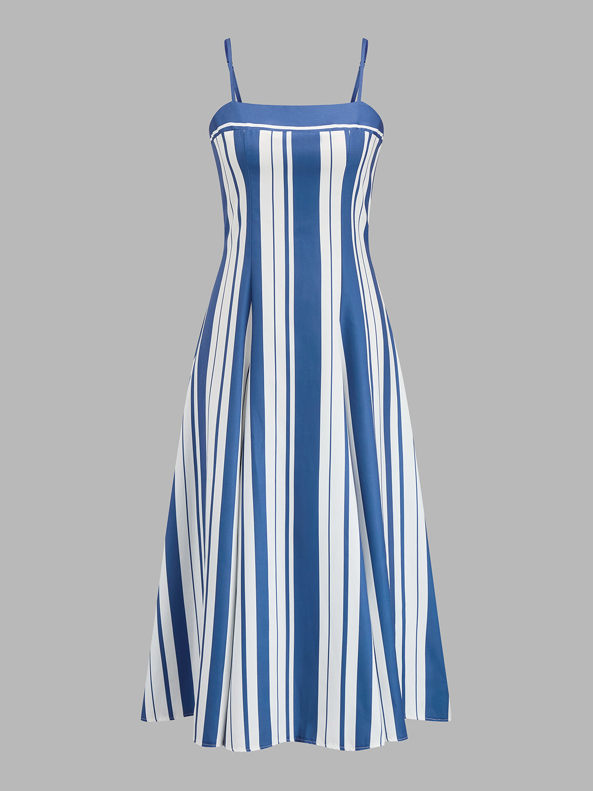 Striped Adjustable Strap Midi Sundress