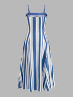Striped Adjustable Strap Midi Sundress