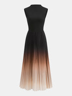 Sleeveless Pleated Gradient Midi Dress