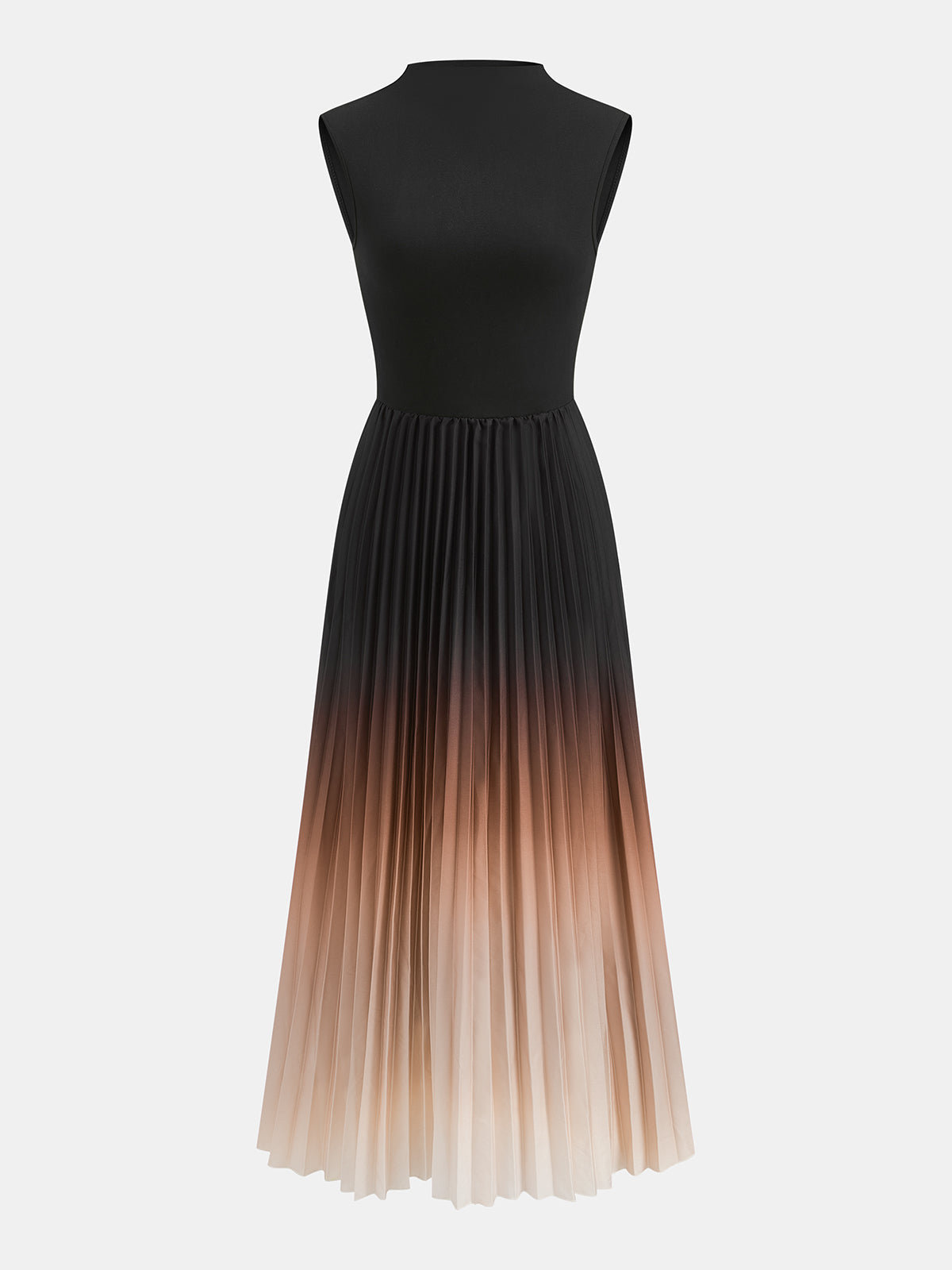 Sleeveless Pleated Gradient Midi Dress