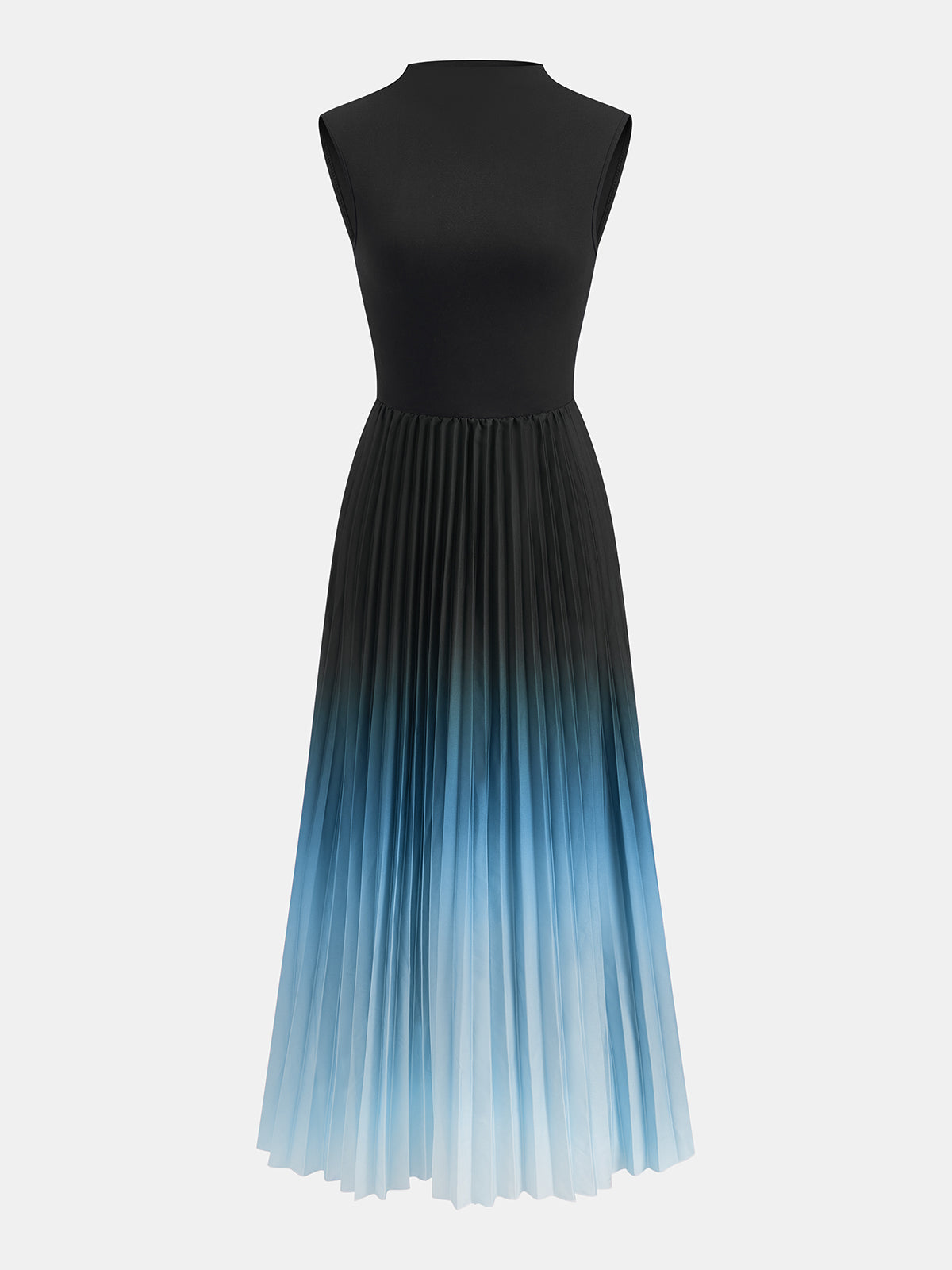 Sleeveless Pleated Gradient Midi Dress