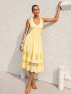 Eyelet Embroidery Flowy Tank Dress