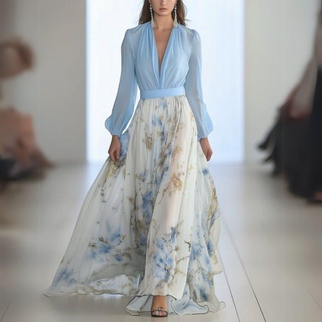 Dolores | Elegante vestido largo con estampado floral