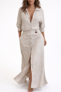 Ceravine™  | Vestido Largo Algodón Lino Estilo Minimalista