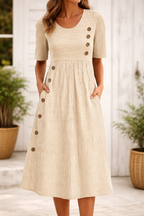 Maelissa | Vestido midi a rayas de corte elegante