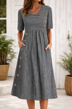 Maelissa | Vestido midi a rayas de corte elegante