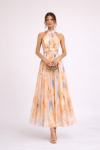 Quincy™ | Vestido Halter Acuarela