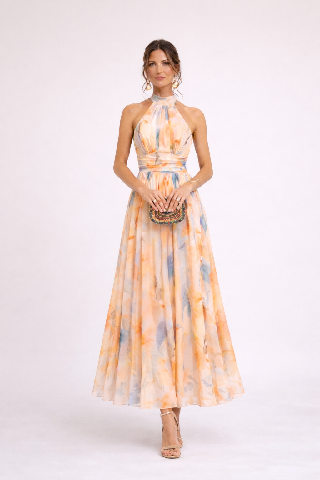 Quincy™ | Vestido Halter Acuarela