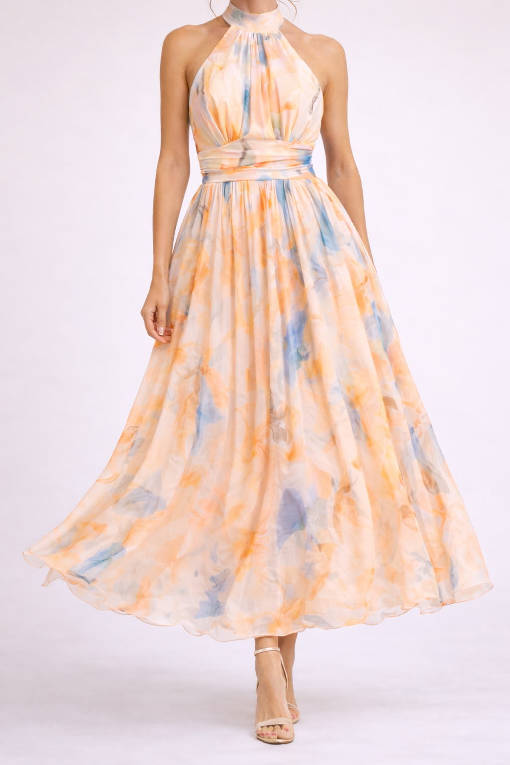 Quincy™ | Vestido Halter Acuarela