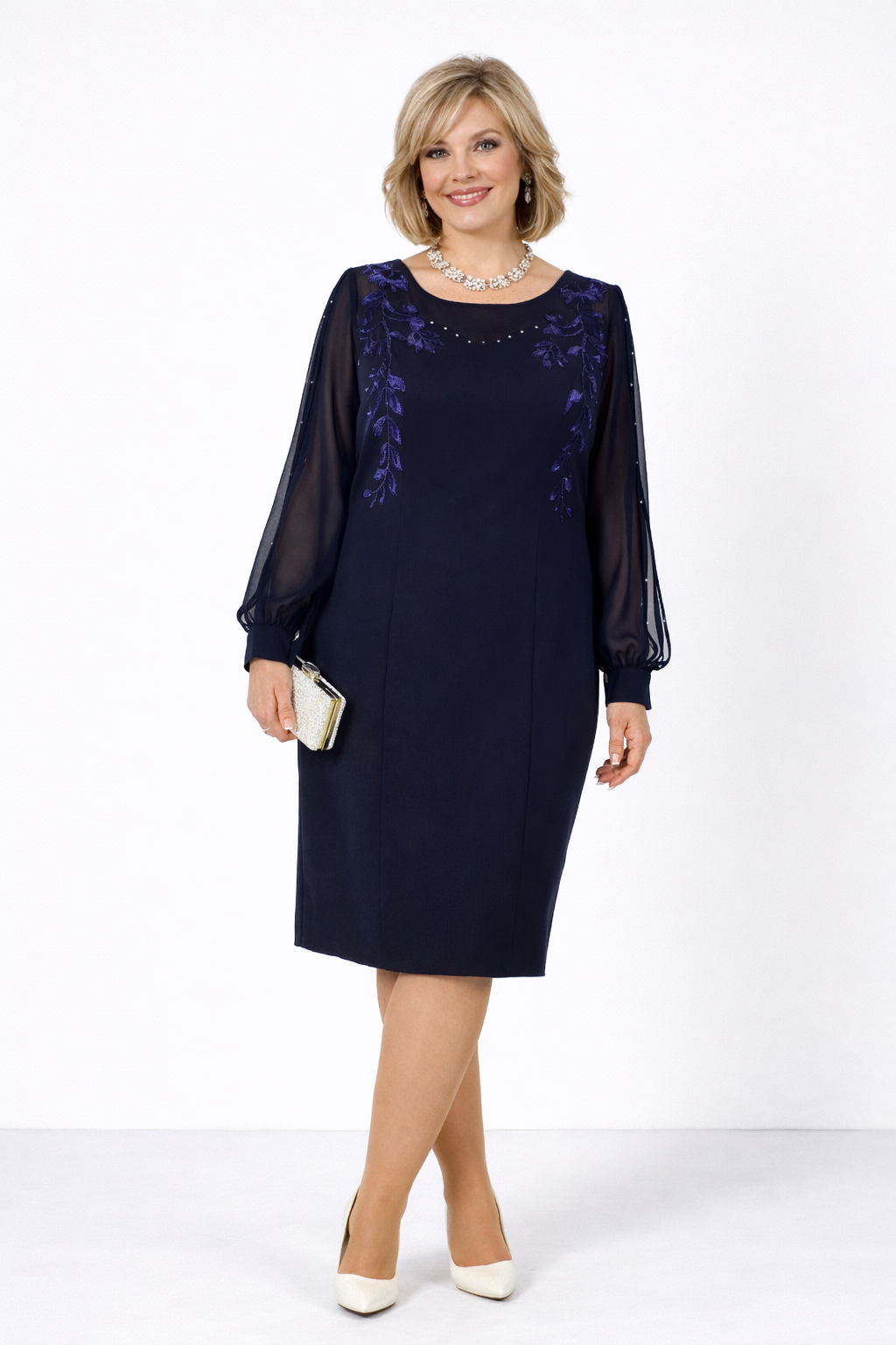 Senara™ | Vestido Escote Suave con Bordado