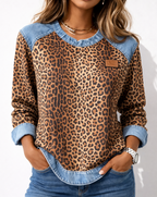 Virezza™ | Suéter Mezclilla Parche Leopardo