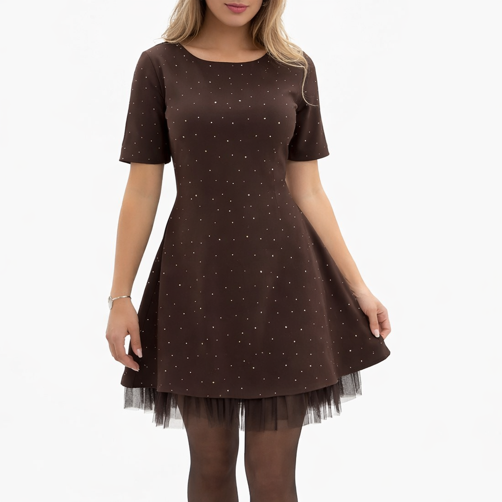 Rovienna™  | Vestido corto con encaje y brillo sofisticado
