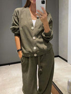 Oristine™ | Conjunto de Punto con Cárdigan y Pantalón Giulia