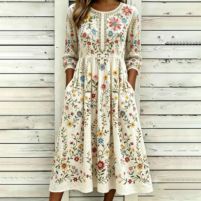 Vintage Kukkakuvioinen Mekko