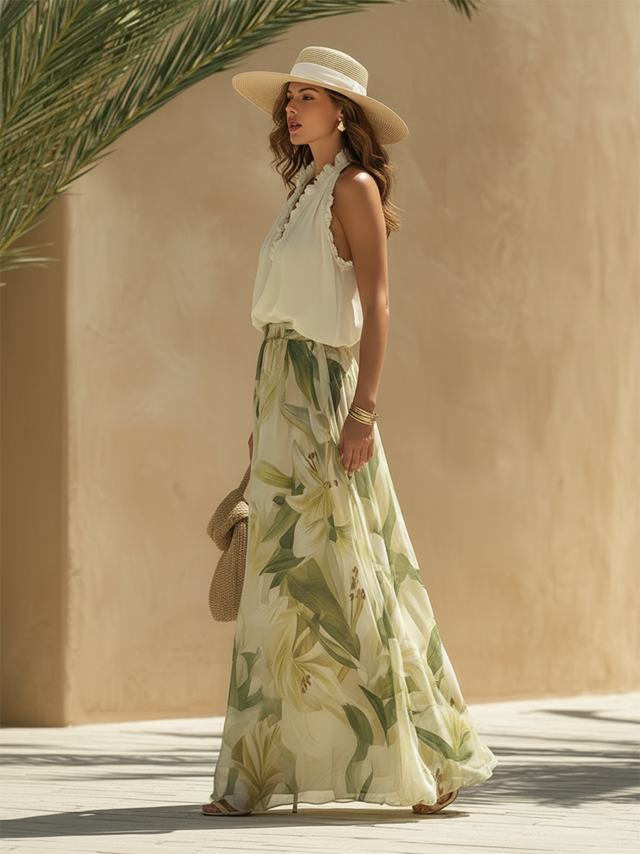 Maren™ | Conjunto Fluido Estampado Lirio Elegante
