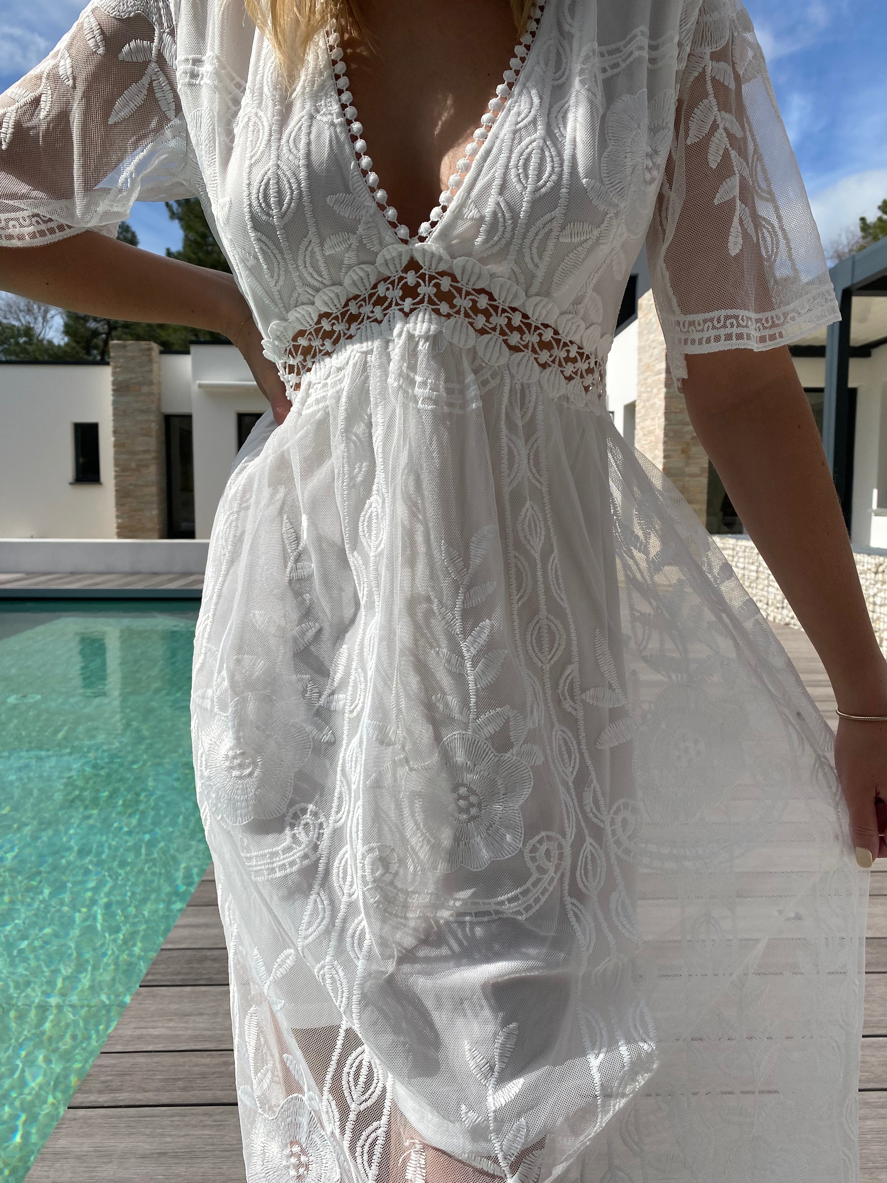 Vestido largo de encaje bohemio